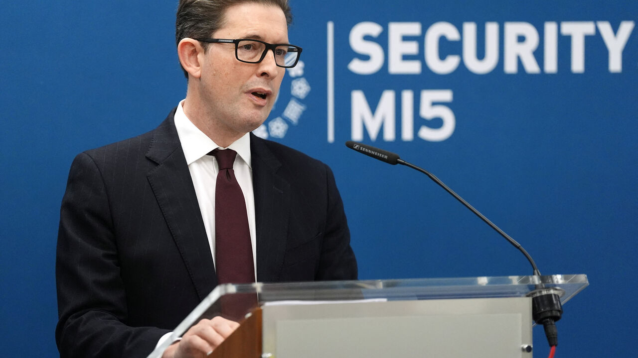Director General of MI5 Ken McCallum delivers the annual Director General's Speech at Thames House, the headquarters of the UK's Security Service, in London, Britain, October 16, 2025. Jonathan Brady/Pool via REUTERS