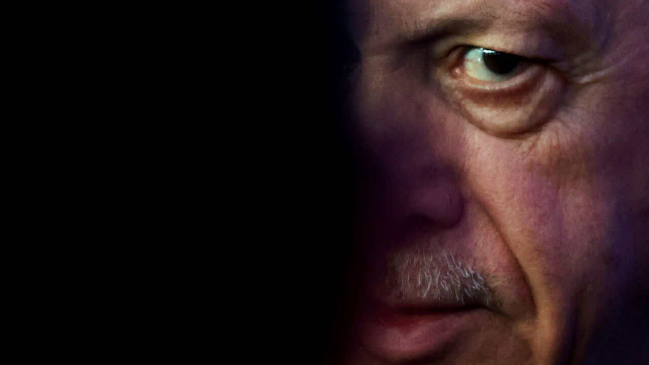 FILE PHOTO: Turkish President Tayyip Erdogan looks on after a press conference during a NATO leaders summit in Vilnius, Lithuania July 12, 2023. REUTERS/Kacper Pempel/File Photo