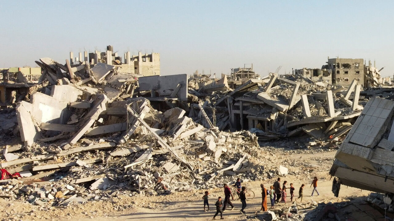 A drone view shows the destruction in a residential neighborhood, after the withdrawal of the Israeli forces from the area, amid a ceasefire between Israel and Hamas in Gaza, in Gaza City, October 25, 2025. REUTERS/Dawoud Abu Alkas