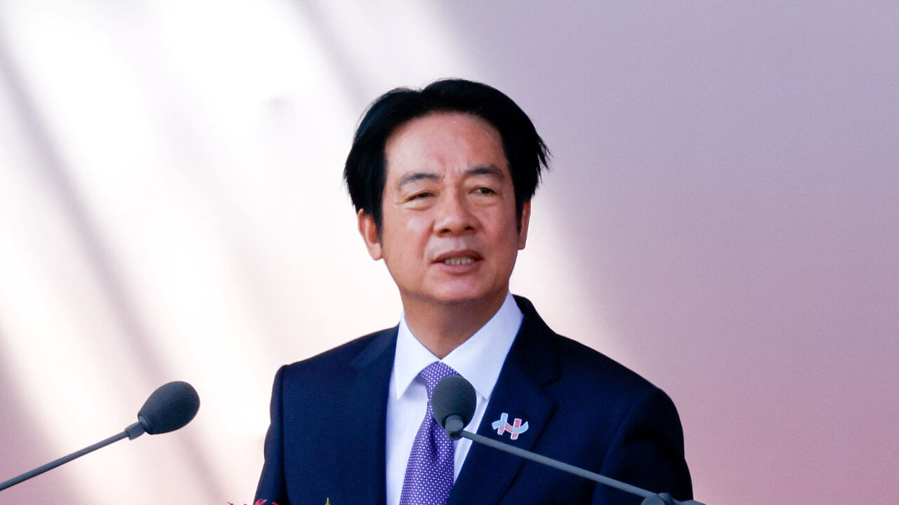 Taiwan's President Lai Ching-te delivers a speech during National Day celebrations in Taipei, Taiwan, October 10, 2025. REUTERS/Ann Wang