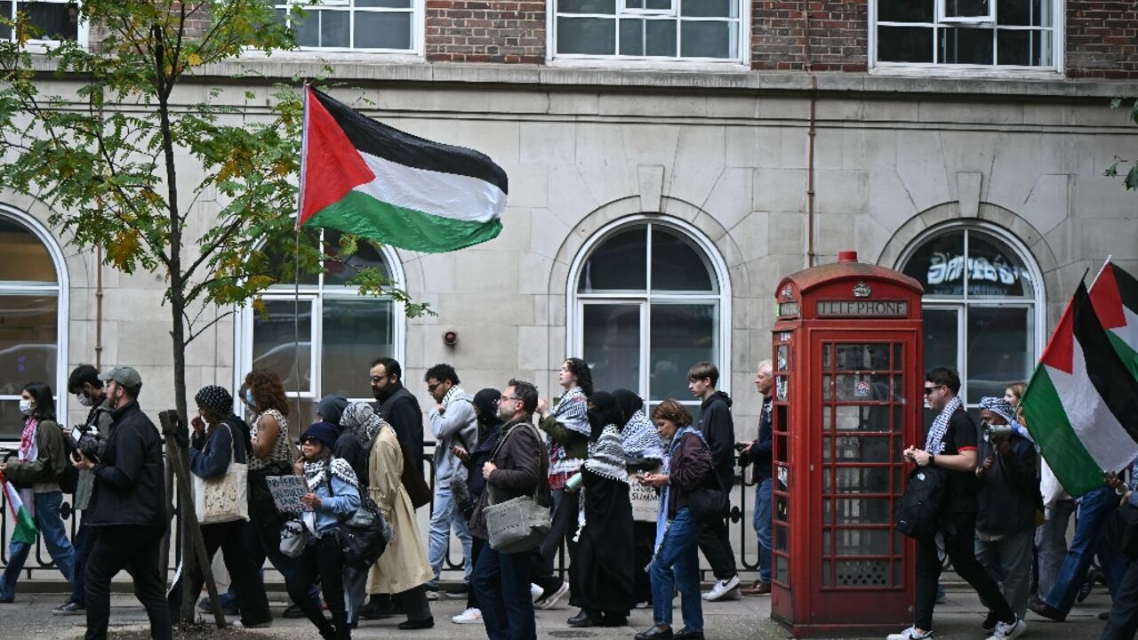 Student protesters joined a march for Gaza in London on the second anniversary of the deadly Hamas-led attack on Israel