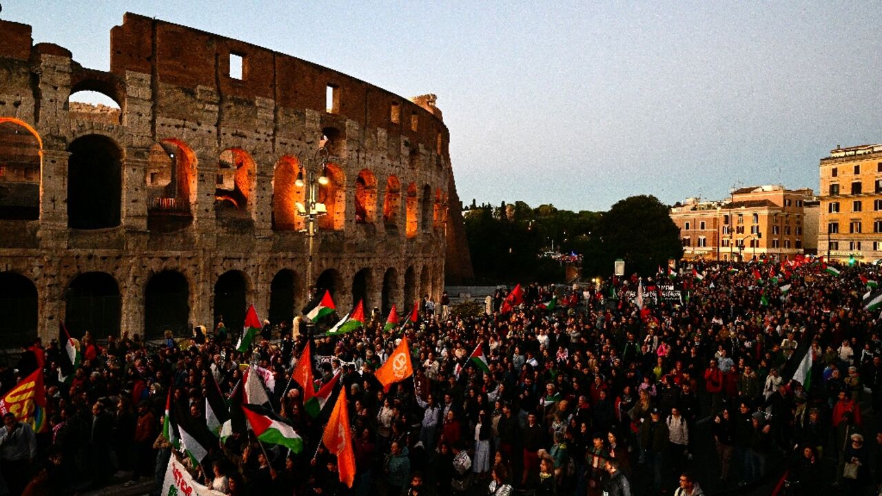 Protesters against Israel in Rome