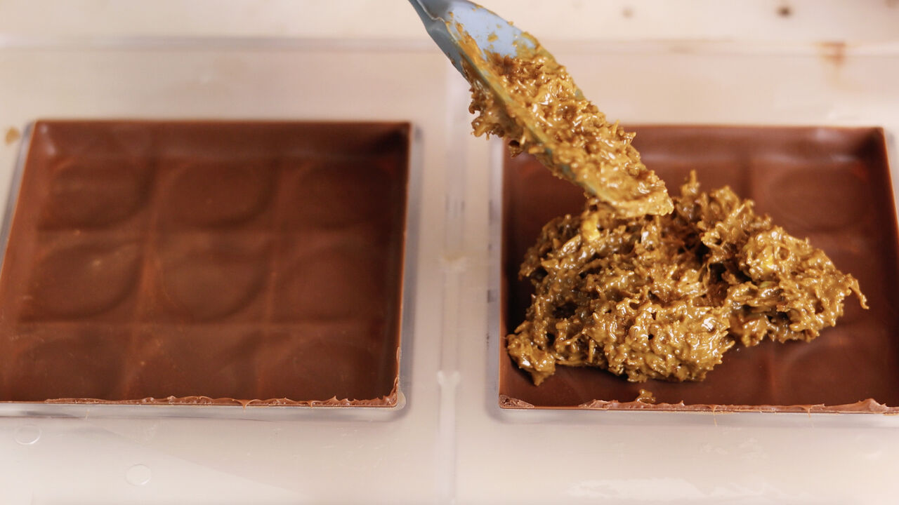 Some Dubai-style Chocolate being made at Melt Chocolatier's masterclass in London.