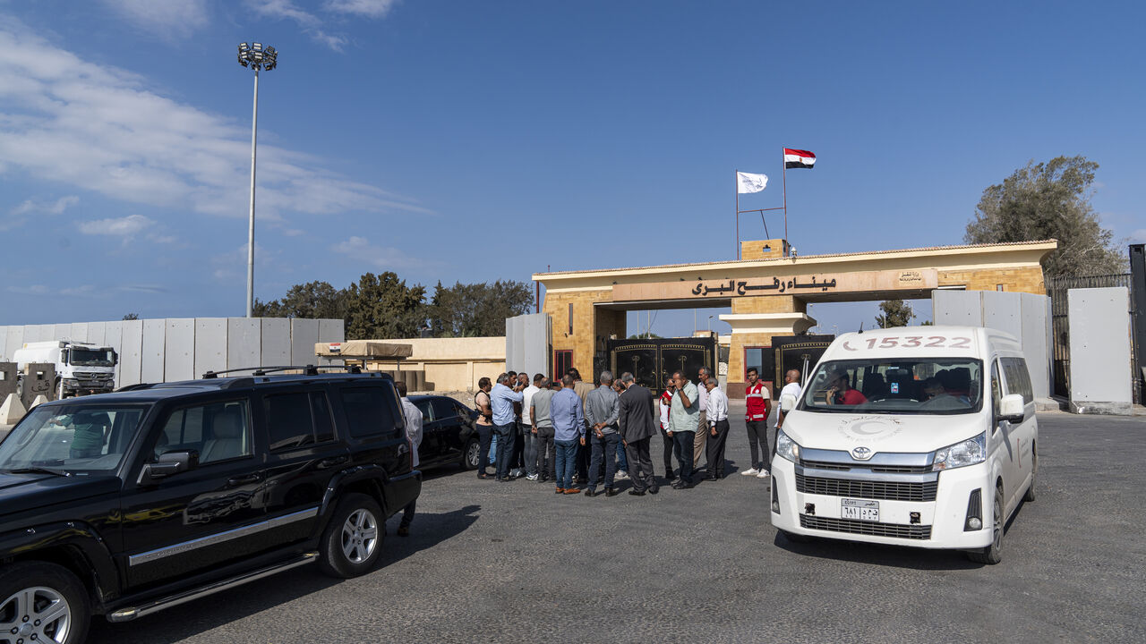 General view of the Rafah Border Crossing on Oct. 9, 2025 in Rafah, Egypt. 