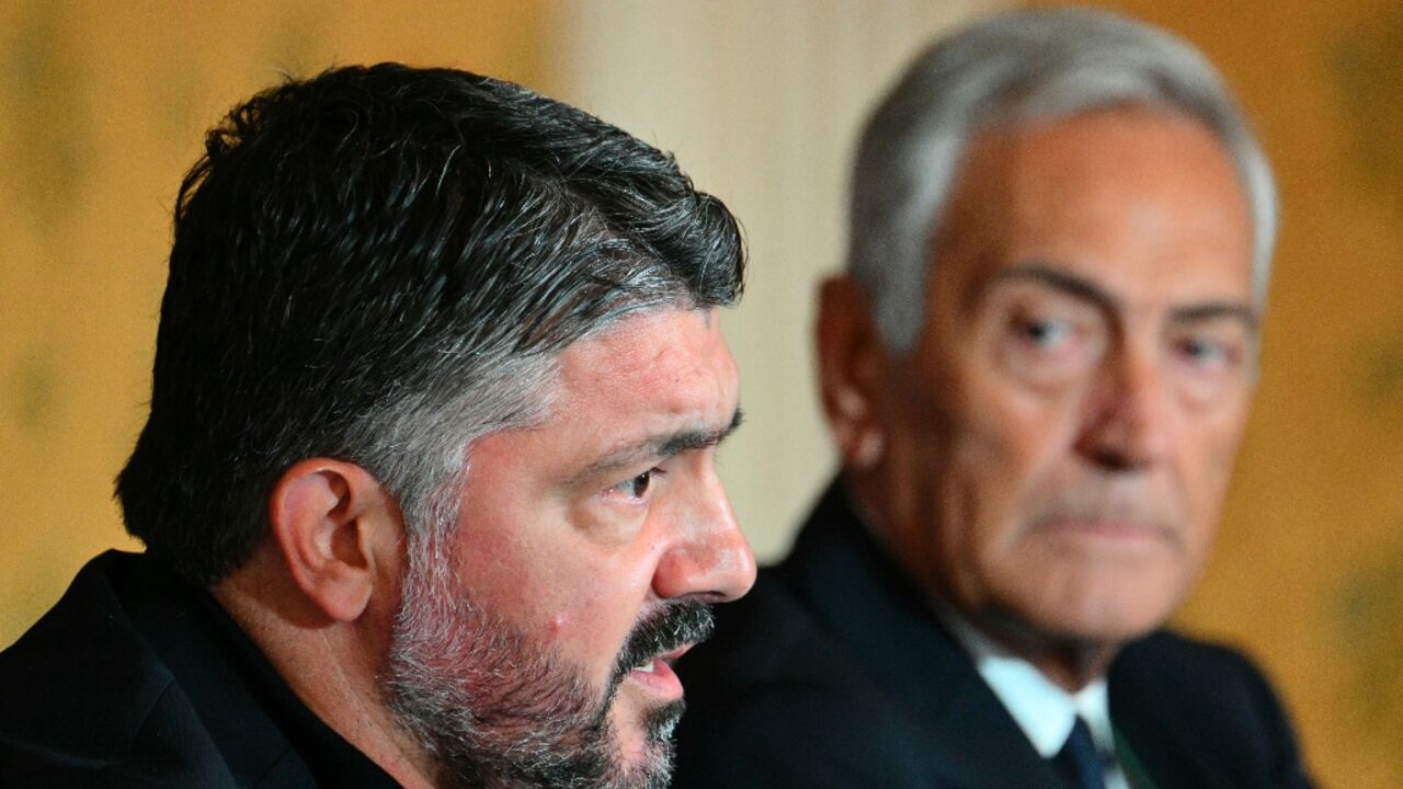 Italy coach Gennaro Gattuso (L) has expressed sadness about the war in Gaza
