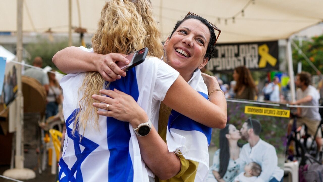 Israelis jumped, clapped and sang in Hostages Square in Tel Aviv following the announcement