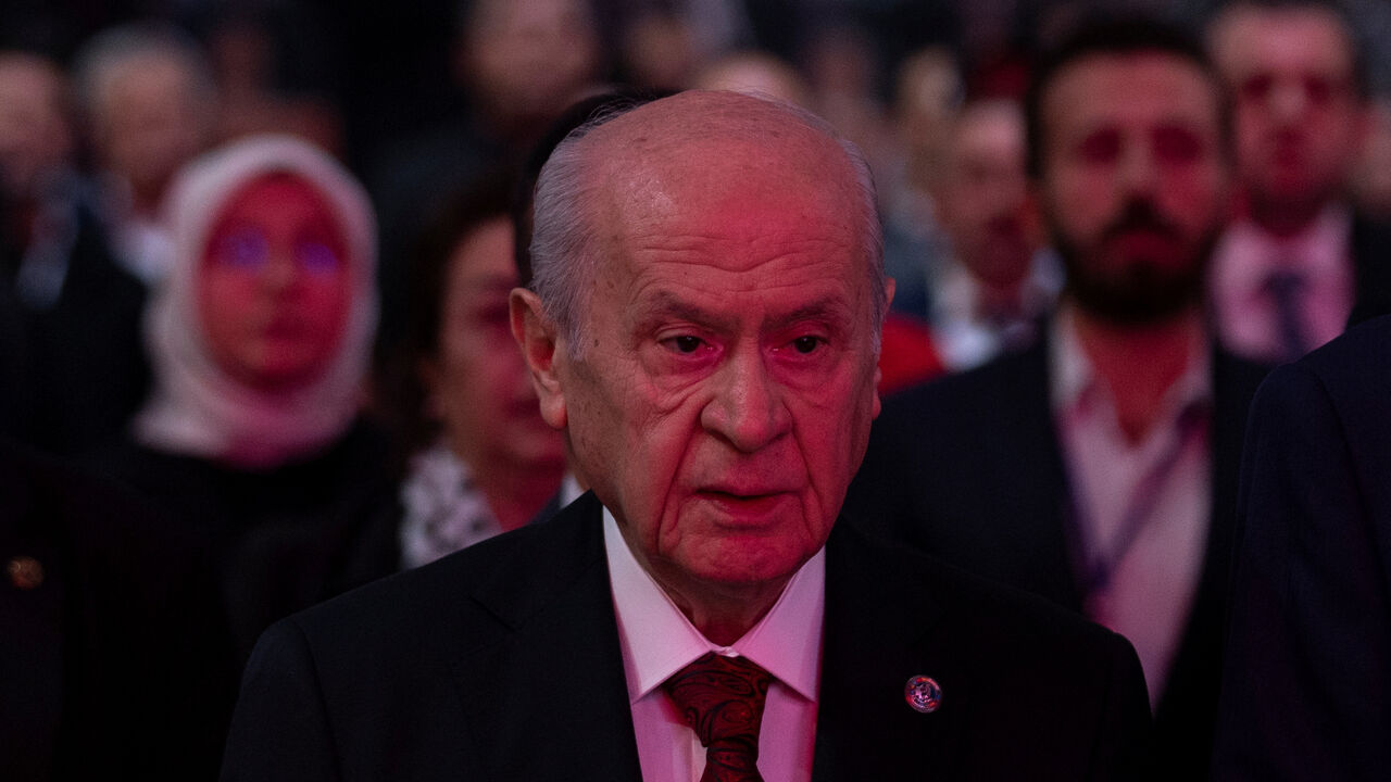 Devlet Bahceli, leader of the Nationalist Movement Party (MHP), attends Century of Turkey meeting in Ankara, Turkey, October 28, 2022. REUTERS/Umit Bektas