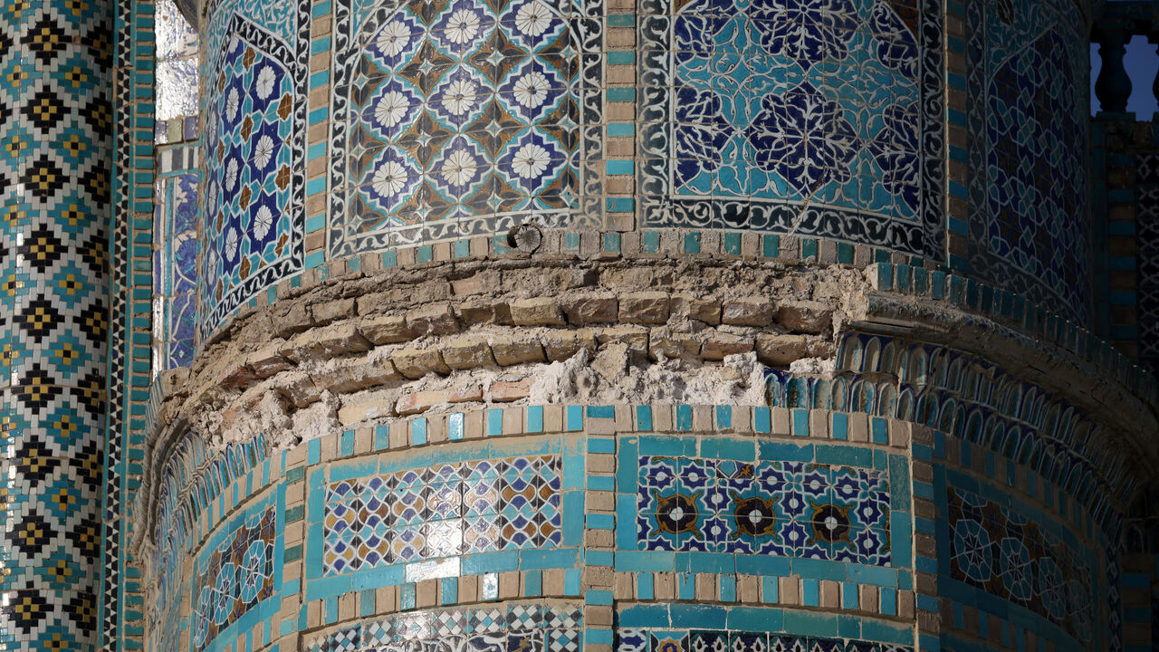 A partially damaged part of the Blue Mosque after it sustained minor damage following a recent earthquake in Mazar-i-Sharif, Afghanistan, November 5, 2025. REUTERS/Sayed Hassib