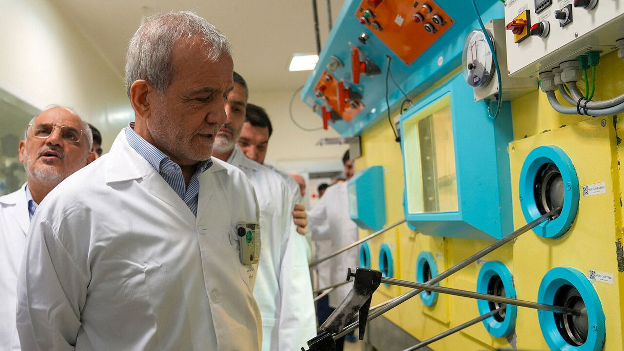 Iranian President Masoud Pezeshkian visits the Iranian Atomic Energy Organisation in Tehran, Iran, November 2, 2025. Iranian Atomic Organisation/WANA (West Asia News Agency)/Handout via REUTERS