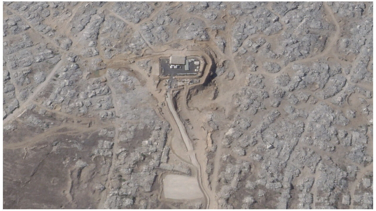 A combination of satellite images shows earthwork in progress at an Israeli military site, east of Gaza City on September 21, 2025, October 14, 2025, and November 5, 2025. Planet Labs PBC/Handout via REUTERS