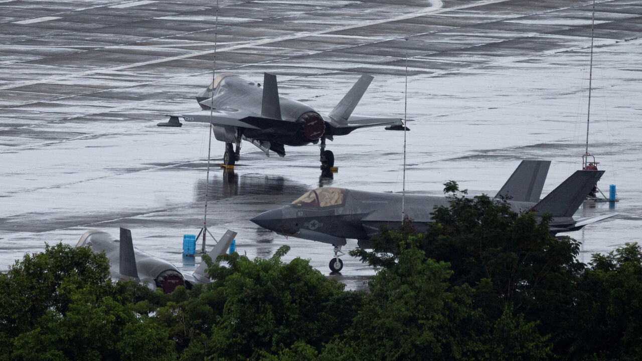 U.S. Marine Corps F-35 fighter jets are parked on the tarmac at the former Roosevelt Roads Naval Station in Ceiba, Puerto Rico, November 1, 2025. REUTERS/Ricardo Arduengo