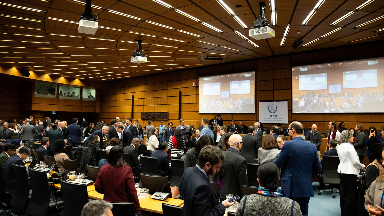 People arrive for the quarterly board of governors meeting at the IAEA headquarters in Vienna, Austria, November 19, 2025. REUTERS/Elisabeth Mandl