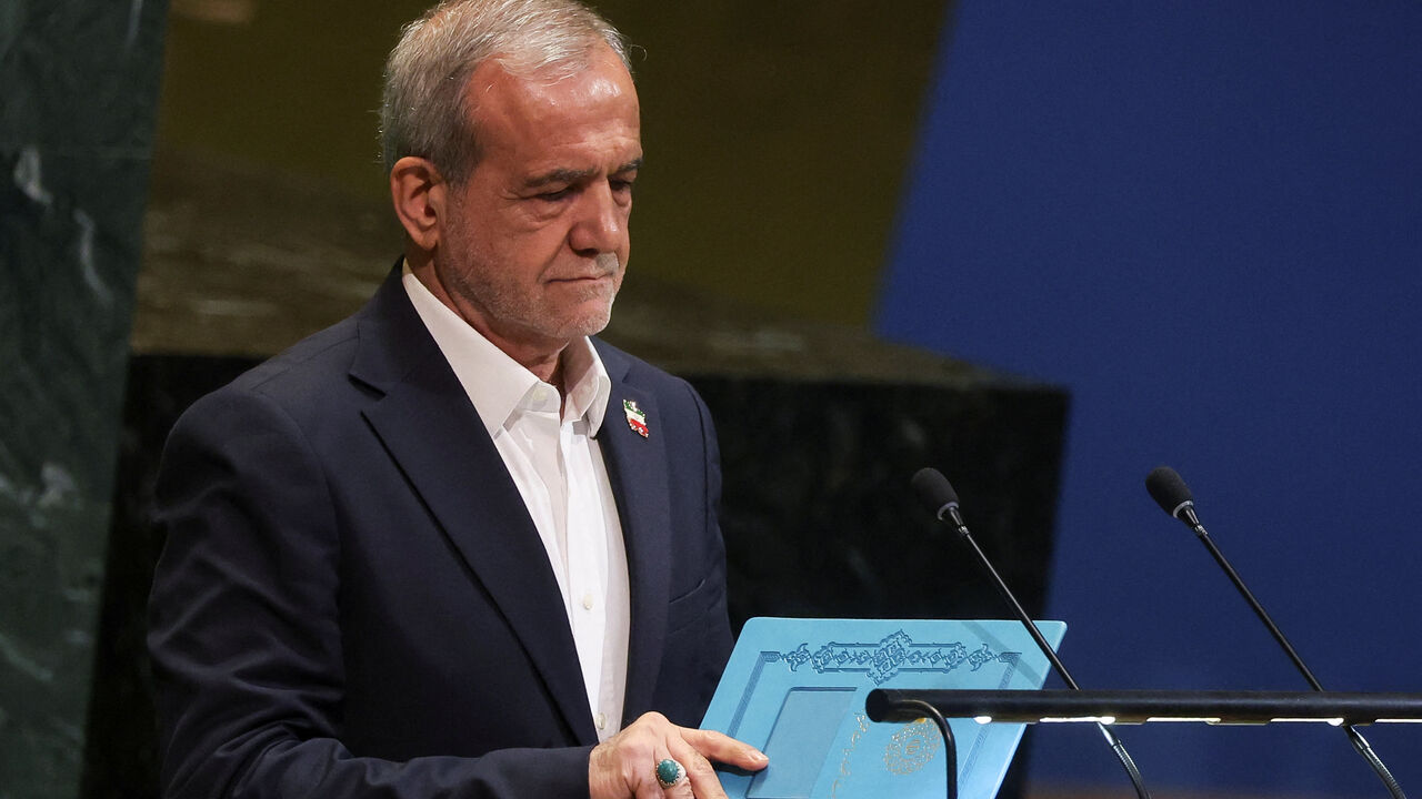 Iran's President Masoud Pezeshkian prepares ahead of addressing the 80th United Nations General Assembly (UNGA) at the U.N. headquarters in New York, U.S., September 24, 2025. REUTERS/Shannon Stapleton