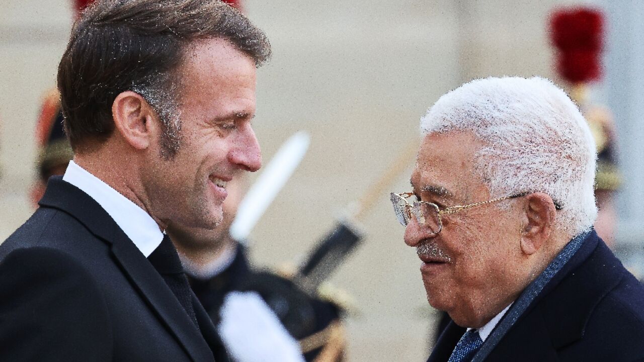 French President Emmanuel Macron met Palestinian president Mahmud Abbas to dicuss the Gaza ceasefire deal 