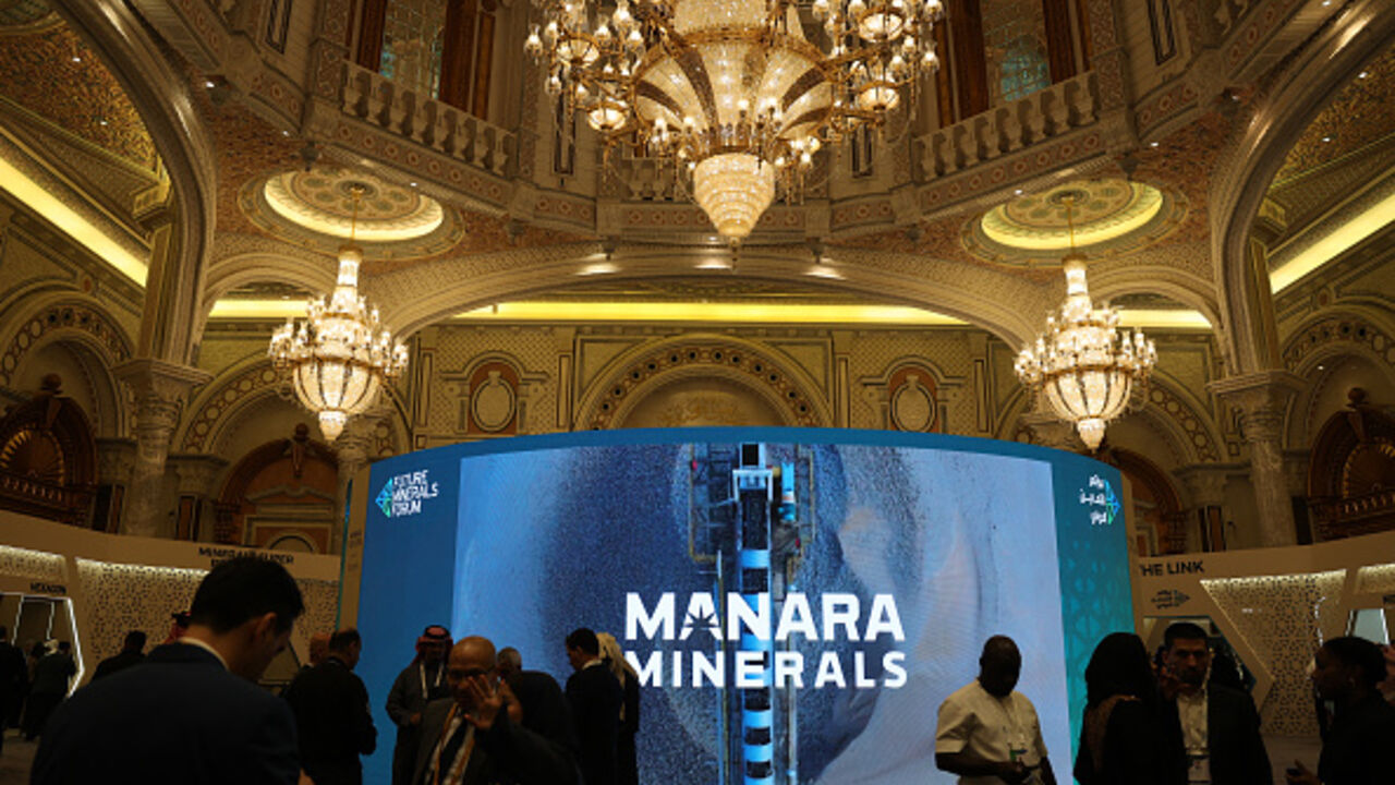 Participants attend the Future Mineral Forum in Riyadh on January 10, 2024. (FAYEZ NURELDINE/AFP via Getty Images)