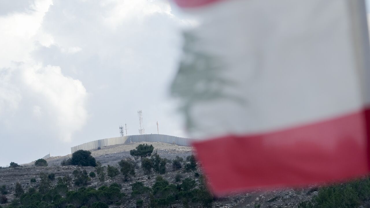 A view of a concrete wall built by Israel near the Blue Line in southwest Yaroun, Lebanon, on Nov. 13, 2025. 