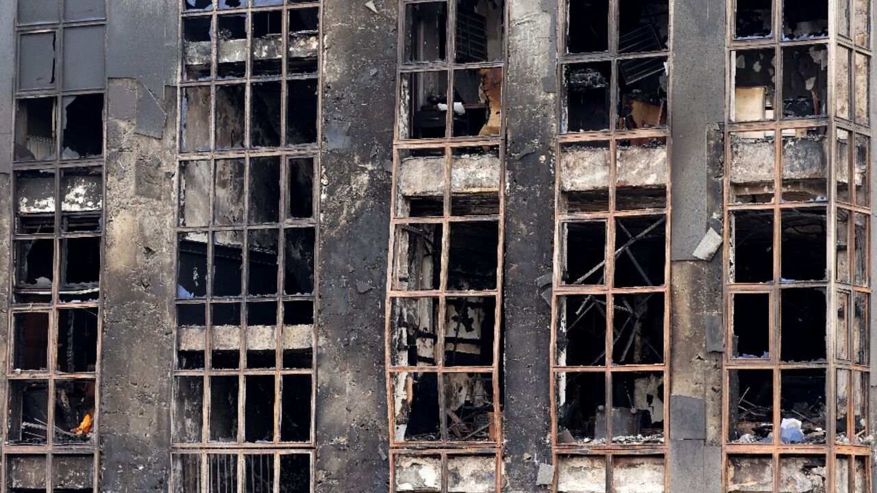 A building burned during the recent protests in Iran, demonstrations in which thousands of people died