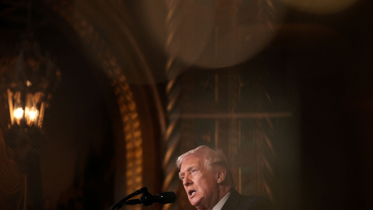 U.S. President Donald Trump attends a press conference, as he makes an announcement about the Navy's "Golden Fleet" at Mar-a-lago in Palm Beach, Florida, U.S., December 22, 2025. REUTERS/Jessica Koscielniak