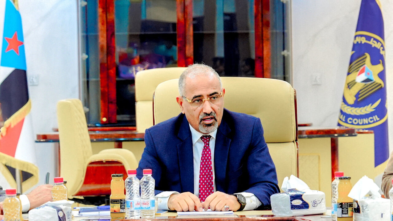FILE PHOTO: Aidarous al-Zubaidi, the leader of Yemen's Southern Transitional Council (STC), heads a meeting in Aden, Yemen February 26, 2025. Saudi-backed coalition claimed on January 7, 2026 that Zubaidi has fled to an unknown destination. Southern Transitional Council/Handout via REUTERS/File Photo