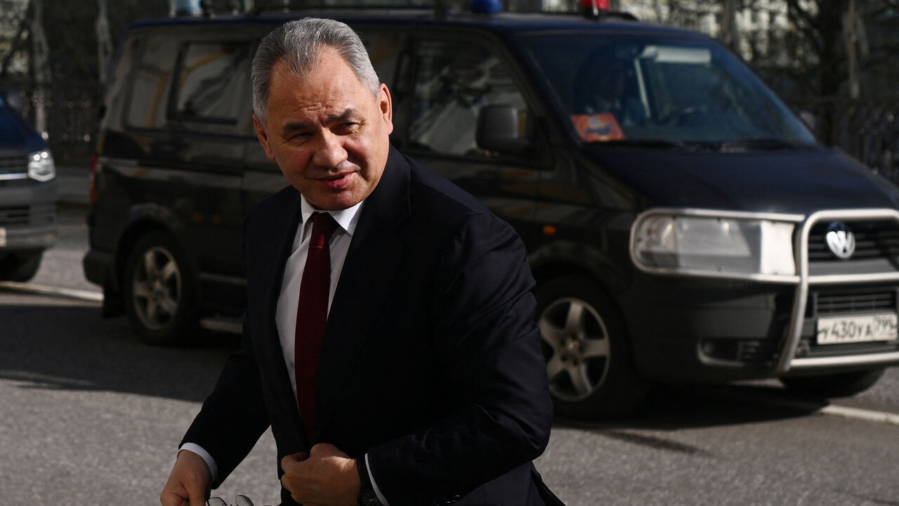 FILE PHOTO: Russian Defence Minister Sergei Shoigu arrives at the Kremlin before a meeting of Russian President Vladimir Putin and Chinese President Xi Jinping in Moscow, Russia March 21, 2023. Sputnik/Vladimir Astapkovich/Kremlin via REUTERS/File Photo