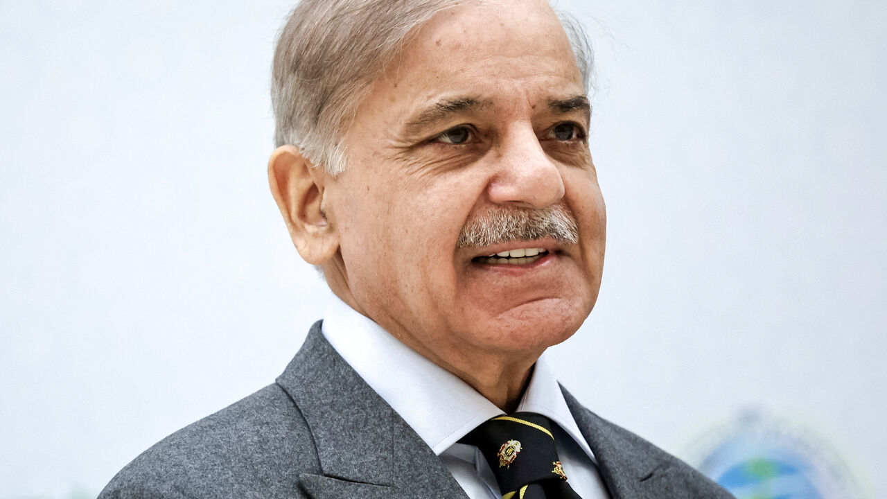FILE PHOTO: Pakistani Prime Minister Shehbaz Sharif arrives to attend a plenary session of the International Forum dedicated to the International Year of Peace and Trust, the International Day of Neutrality, and the 30th anniversary of Turkmenistan's neutrality status, at the Congress Centre in Ashgabat, Turkmenistan December 12, 2025. Sputnik/Alexander Kazakov/Pool via REUTERS/File Photo