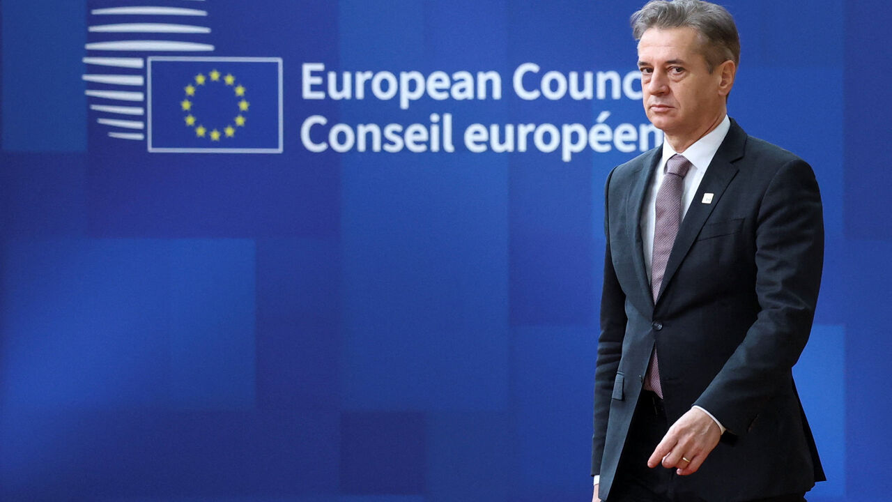 Slovenia's Prime Minister Robert Golob arrives at a European Union leaders' summit in Brussels, Belgium, December 18, 2025. REUTERS/Yves Herman