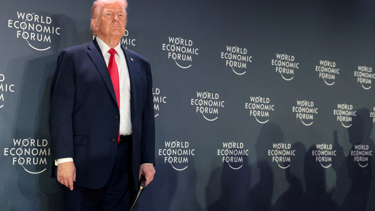 U.S. President Donald Trump attends a reception with business leaders during the 56th annual World Economic Forum (WEF), in Davos, Switzerland, January 21, 2026. REUTERS/Jonathan Ernst