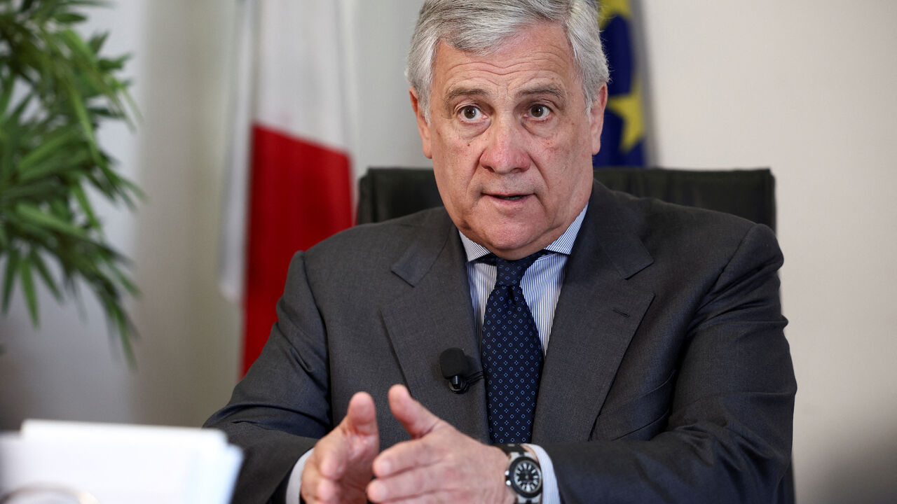 Italian Foreign Minister Antonio Tajani speaks during an interview with Reuters in Rome, Italy, April 15, 2024. REUTERS/Guglielmo Mangiapane