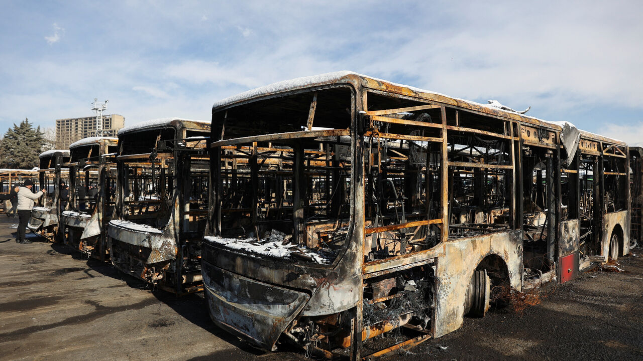 Buses that were burned during Iran's protests, in Tehran, Iran, January 21, 2026. Majid Asgaripour/WANA (West Asia News Agency) via REUTERS