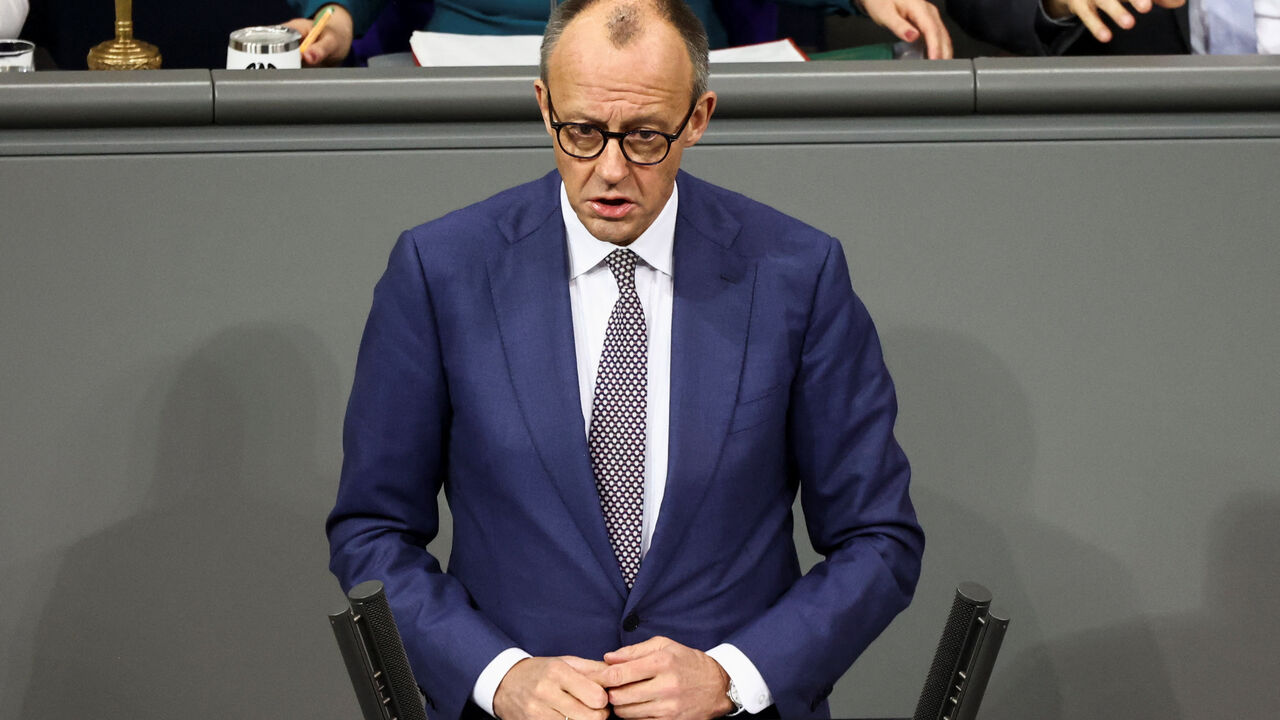 German Chancellor Friedrich Merz gives a government statement on the foreign policy situation during a session of the lower house of the German parliament, the Bundestag, in Berlin, Germany, January 29, 2026. REUTERS/Liesa Johannssen
