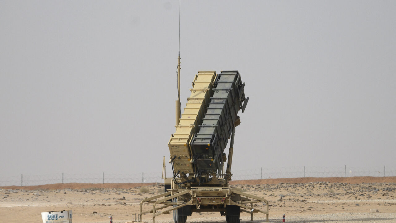 A Patriot missile battery is seen near Prince Sultan air base at al-Kharj on Feb. 20, 2020. 