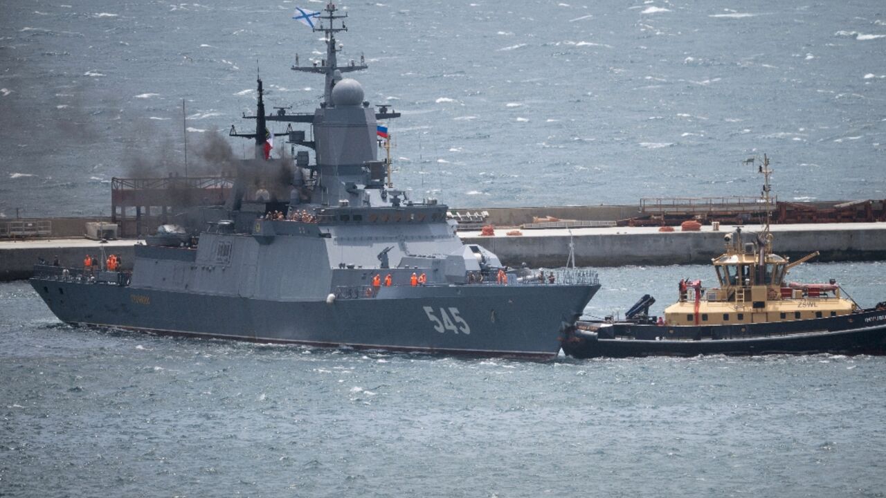 The Russian warship arrived in South African waters on Friday 