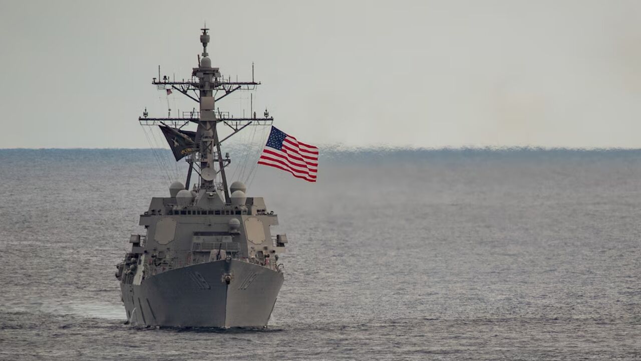 A view of the guided missile destroyer USS Delbert D. Black in the Mediterranean Sea, on Dec. 31, 2023.