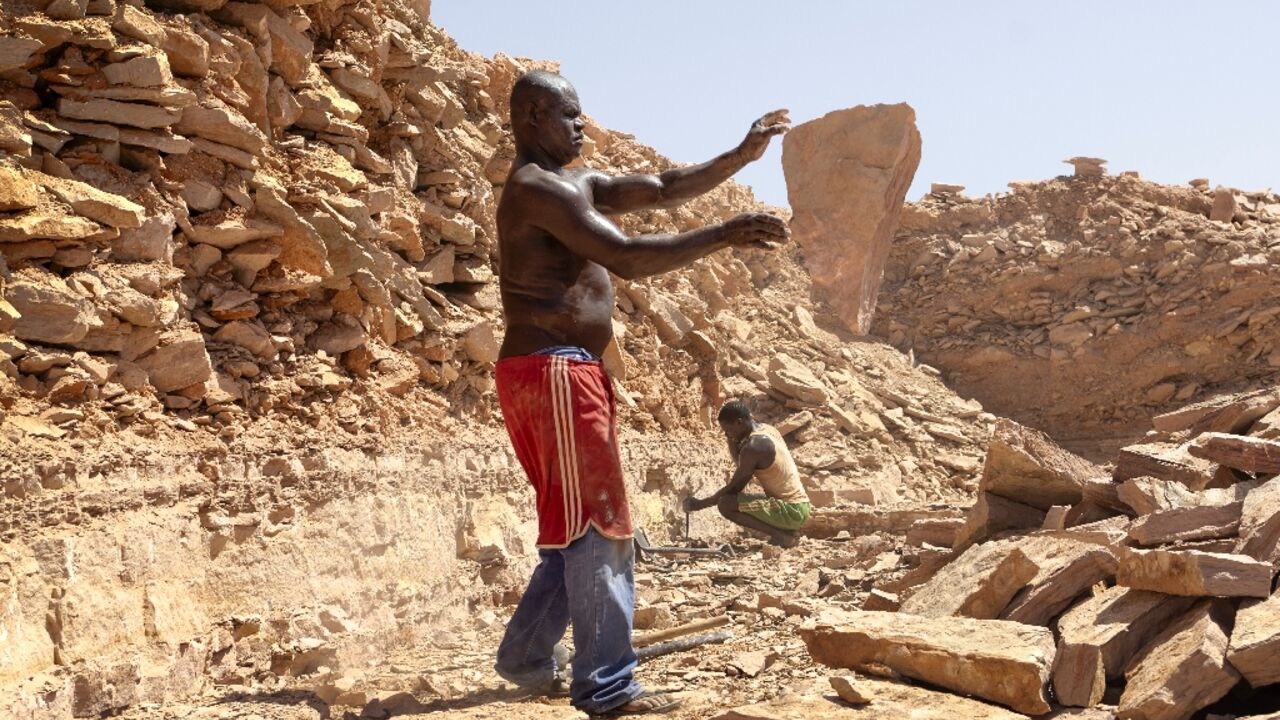 Labourers at a quarry outside Mandera town where the highest infection rates of the parasitic disease Kala-Azar have been recorded 