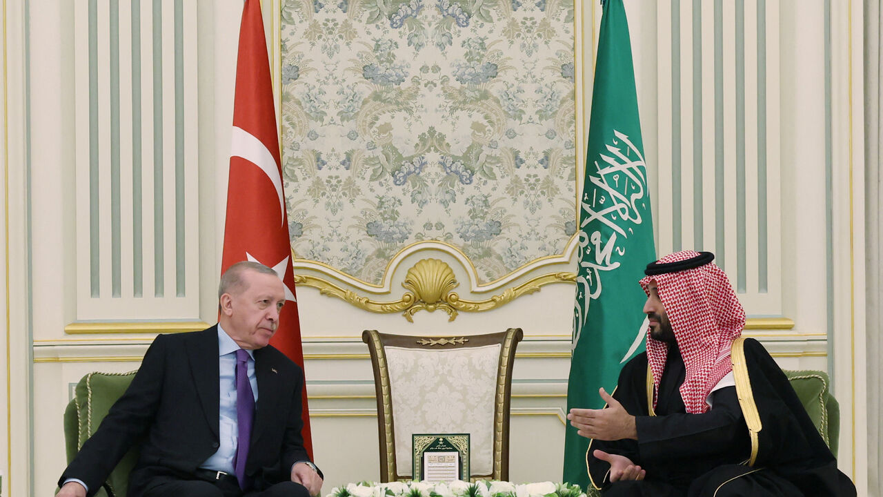 Turkish President Tayyip Erdogan meets with Saudi Crown Prince Mohammed bin Salman in Riyadh, Saudi Arabia, February 3, 2026. Murat Cetinmuhurdar/Turkish Presidential Press Office/Handout via REUTERS