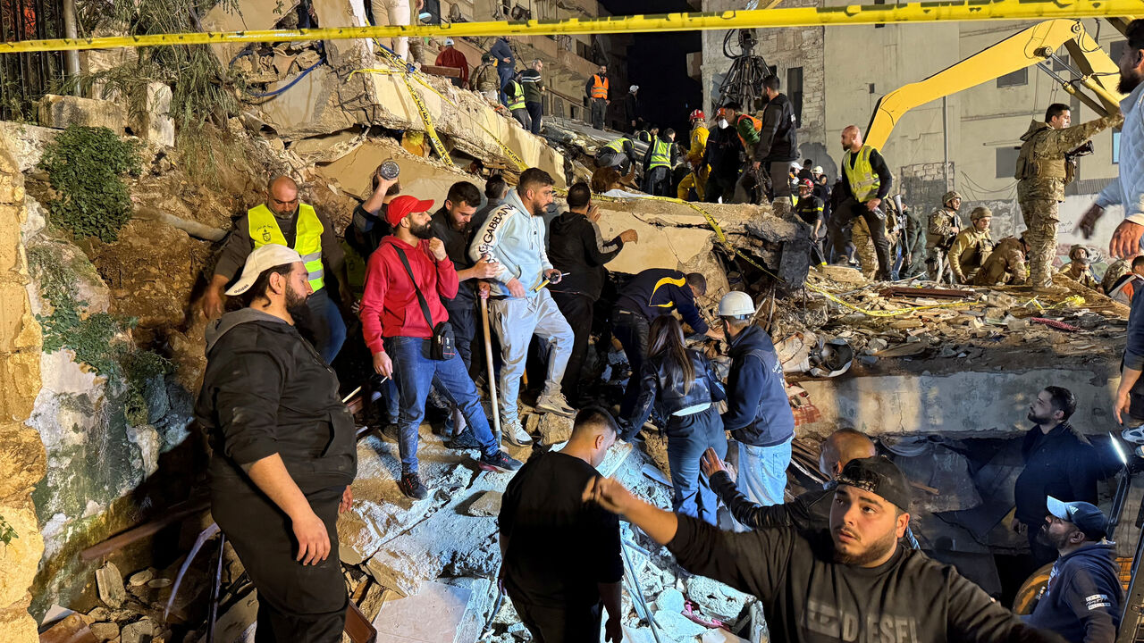 Rescue teams search for survivors after a building collapsed in Tripoli, Lebanon, February 8, 2026. REUTERS/Omar Ibrahim