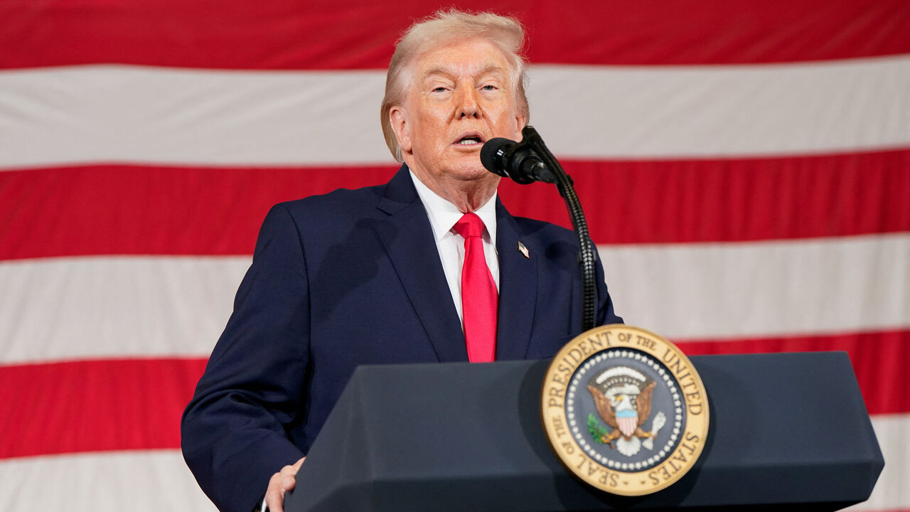 U.S. President Donald Trump speaks during a visit at Fort Bragg, North Carolina, U.S., February 13, 2026. REUTERS/Elizabeth Frantz