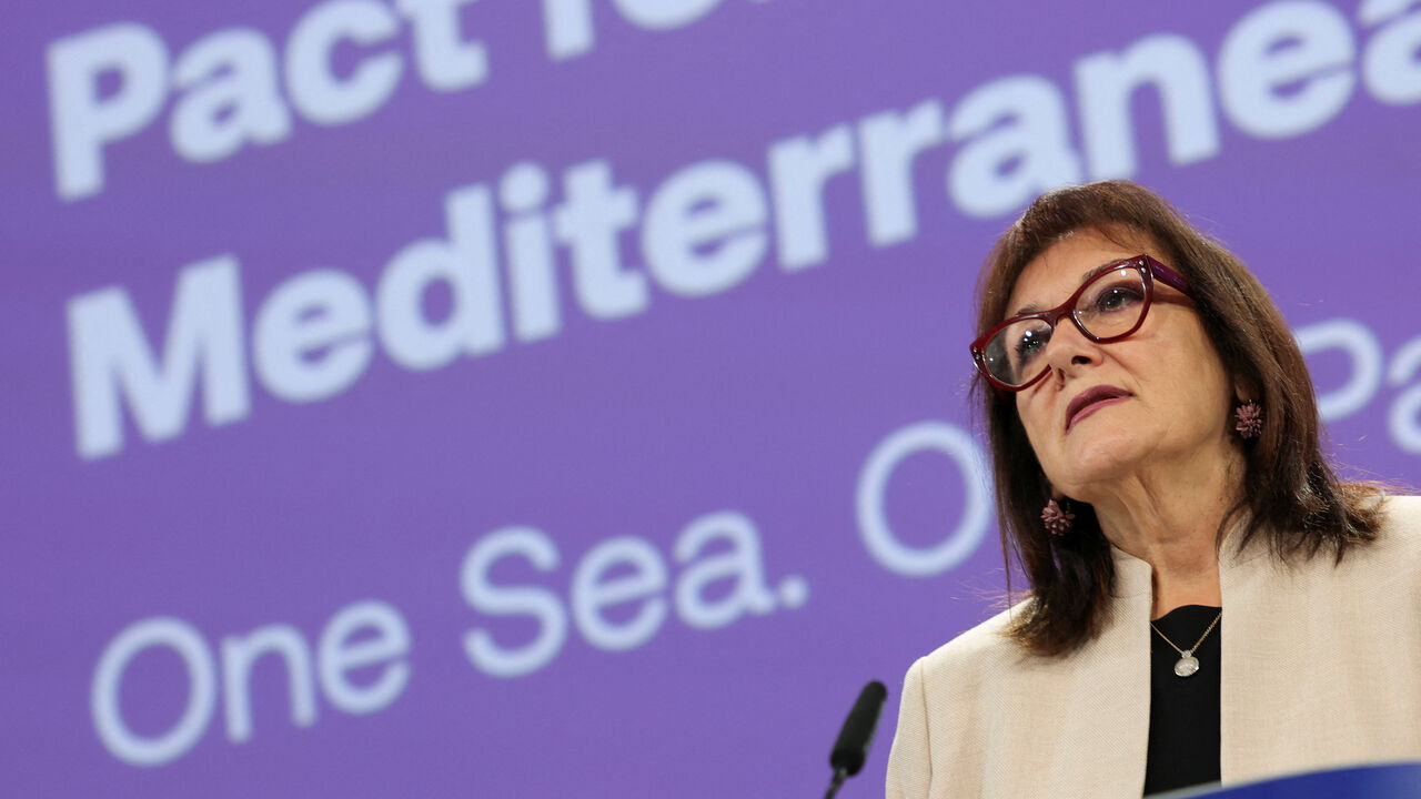 European Commissioner for Mediterranean Dubravka Suica speaks during a press conference on the Pact for the Mediterranean in Brussels, Belgium October 16, 2025. REUTERS/Yves Herman