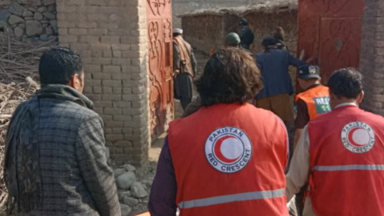 Emergency workers respond after reported militant attack in Bajaur, Khyber Pakhtunkhwa Province, Pakistan, February 17, 2026.  Pakistan Red Crescent Merged Areas/Handout via REUTERS