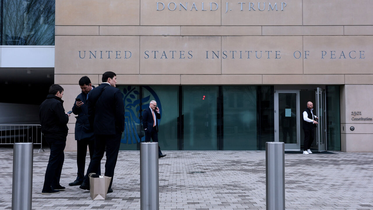 The U.S. Institute of Peace building prepares to host U.S. President Donald Trump's first Board of Peace meeting in Washington, D.C., U.S., February 18, 2026. REUTERS/Jonathan Ernst