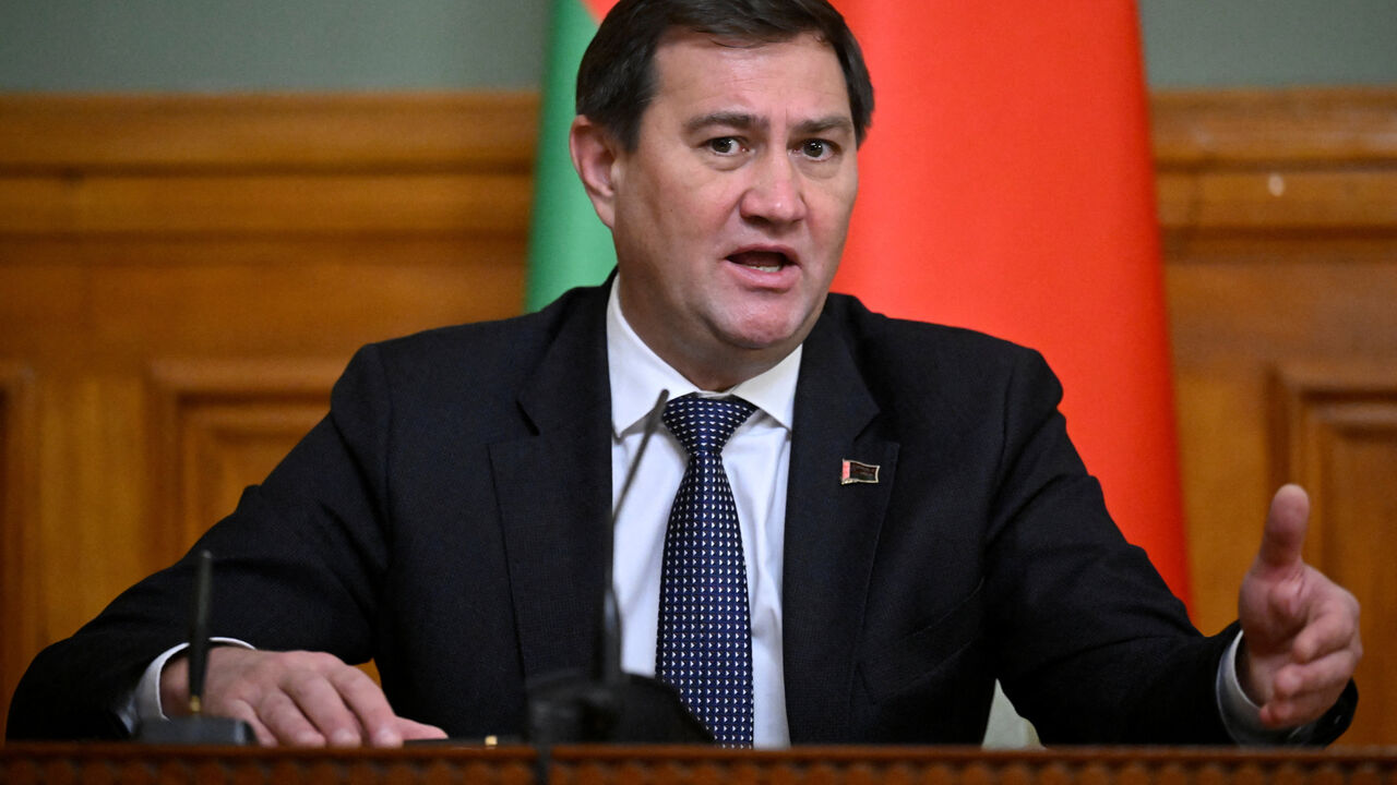 FILE PHOTO: Belarusian Foreign Minister Maxim Ryzhenkov speaks during a joint press conference with Russian Foreign Minister Sergei Lavrov following a meeting of the Boards of the Foreign Ministries of Russia and Belarus in Moscow, Russia November 25, 2025. Alexander Nemenov/Pool via REUTERS/ File Photo