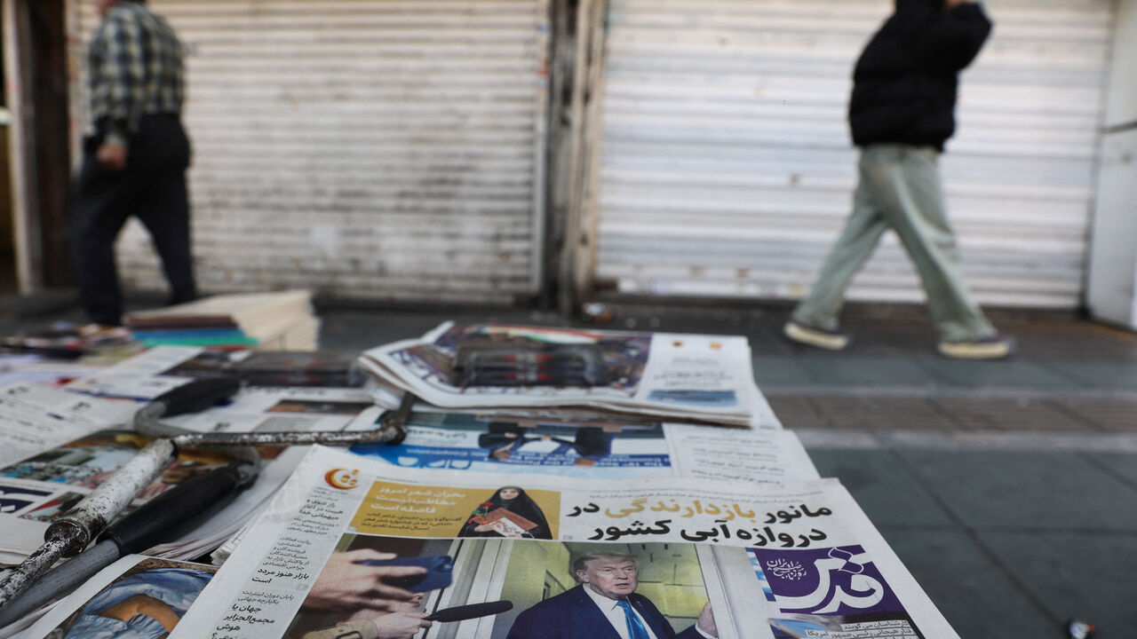 An Iranian newspaper with a cover photo of U.S. President Donald Trump, in Tehran, Iran, February 19, 2026. Majid Asgaripour/WANA (West Asia News Agency) via REUTERS