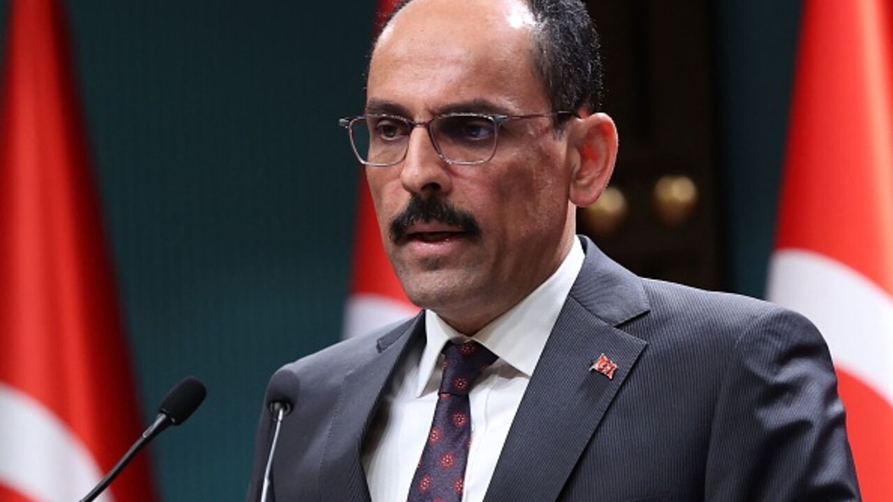 Turkish Presidential spokesperson Ibrahim Kalin gives a press conference following talks with Sweden and Finland over their bids to join NATO at the Presidential Complex in Ankara, on May 25, 2022. - Turkey on May 25 said the NATO accession process for Sweden and Finland would not move forward unless they addressed Ankara's security concerns, in talks with delegations from both Nordic states. NATO member Turkey has opposed the applications of Sweden and neighbouring Finland over what it considers leniency t