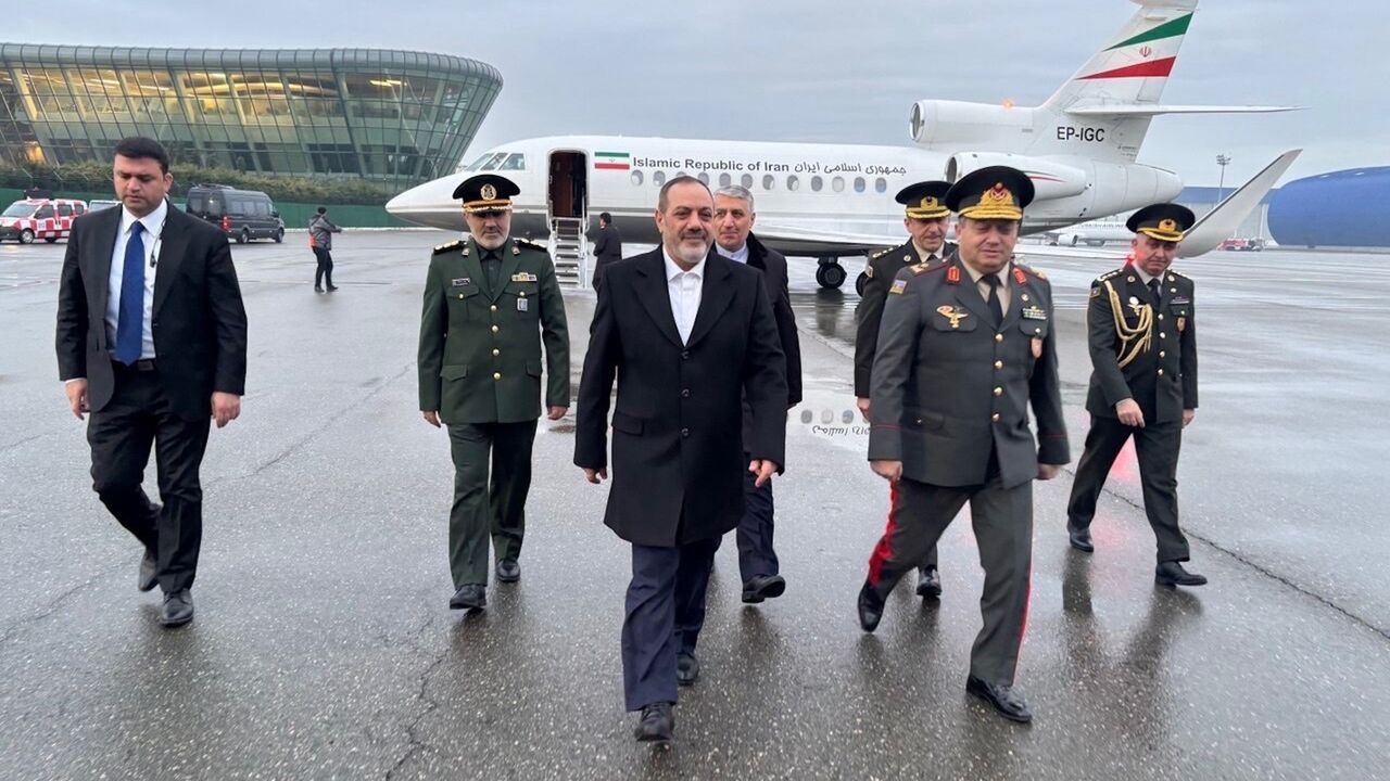 Iran’s Minister of Defense Brig. Gen. Aziz Nasirzadeh arrives in Baku, Feb. 6, 2026.