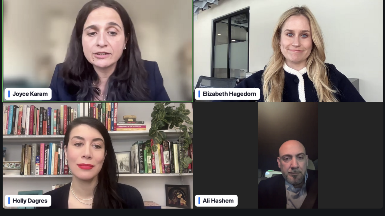 Joyce Karam, Elizabeth Hagedorn, Holly Dagres, and Ali Hashem