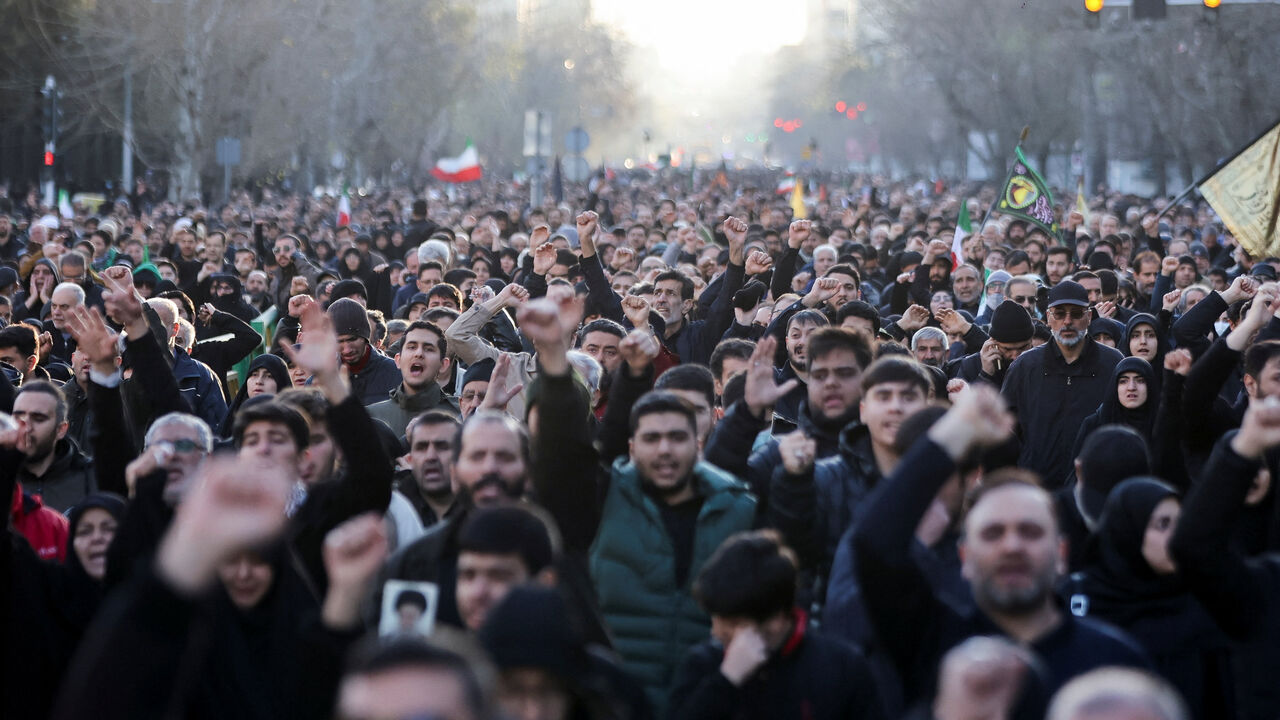 People rally after Iran's Supreme Leader Ayatollah Ali Khamenei was killed in Israeli and U.S. strikes on Saturday, in Tehran, Iran, March 1, 2026. Majid Asgaripour/WANA (West Asia News Agency) via REUTERS