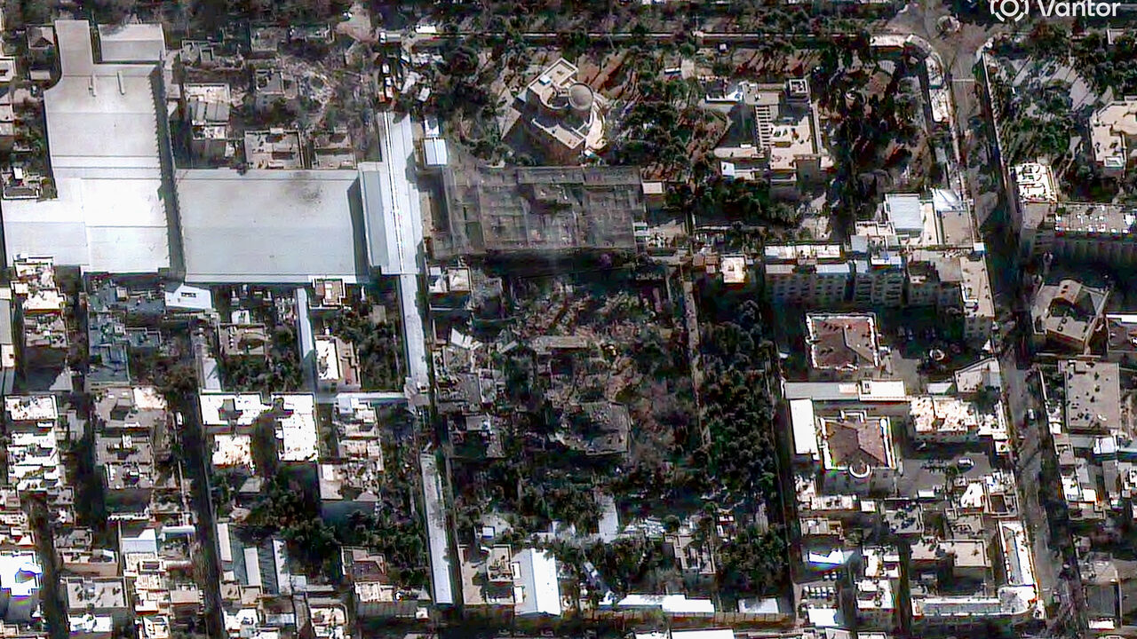 A satellite image of a destroyed residence complex belonging to Supreme Leader Ayatollah Ali Khamenei in Tehran, Iran March 1, 2026. Vantor/Handout via REUTERS