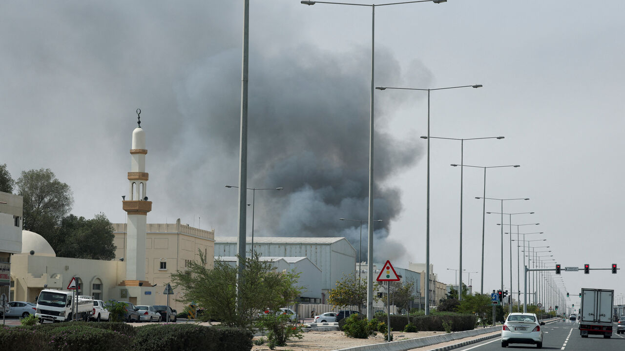 Smoke rises after reported Iranian missile attacks, following United States and Israel strikes on Iran, as seen from Doha, Qatar, March 1, 2026. REUTERS/Mohammed Salem