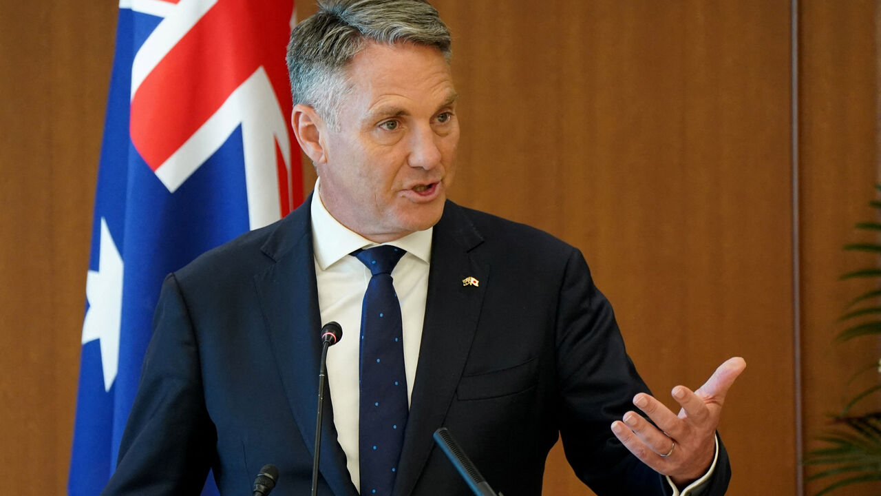 Australia's Defence Minister Richard Marles speaks during a press conference with Japan's Defence Minister Shinjiro Koizumi (not pictured) at the Ministry of Defence in Tokyo on December 7, 2025.     KAZUHIRO NOGI/Pool via REUTERS
