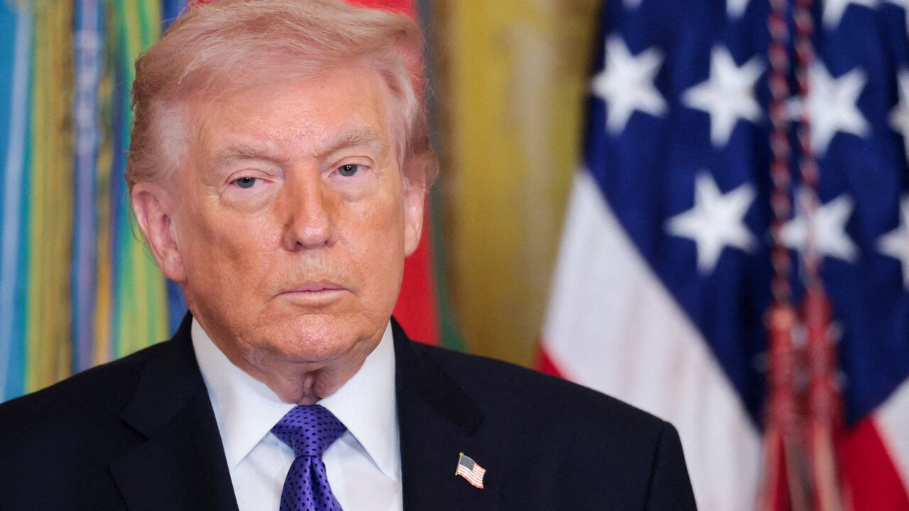 U.S. President Donald Trump attends a Medal of Honor ceremony at the White House in Washington, D.C., U.S., March 2, 2026. REUTERS/Jonathan Ernst